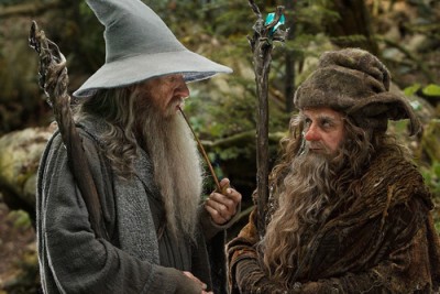 Ian McKellen and Sylvester McCoyin "The Hobbit"
